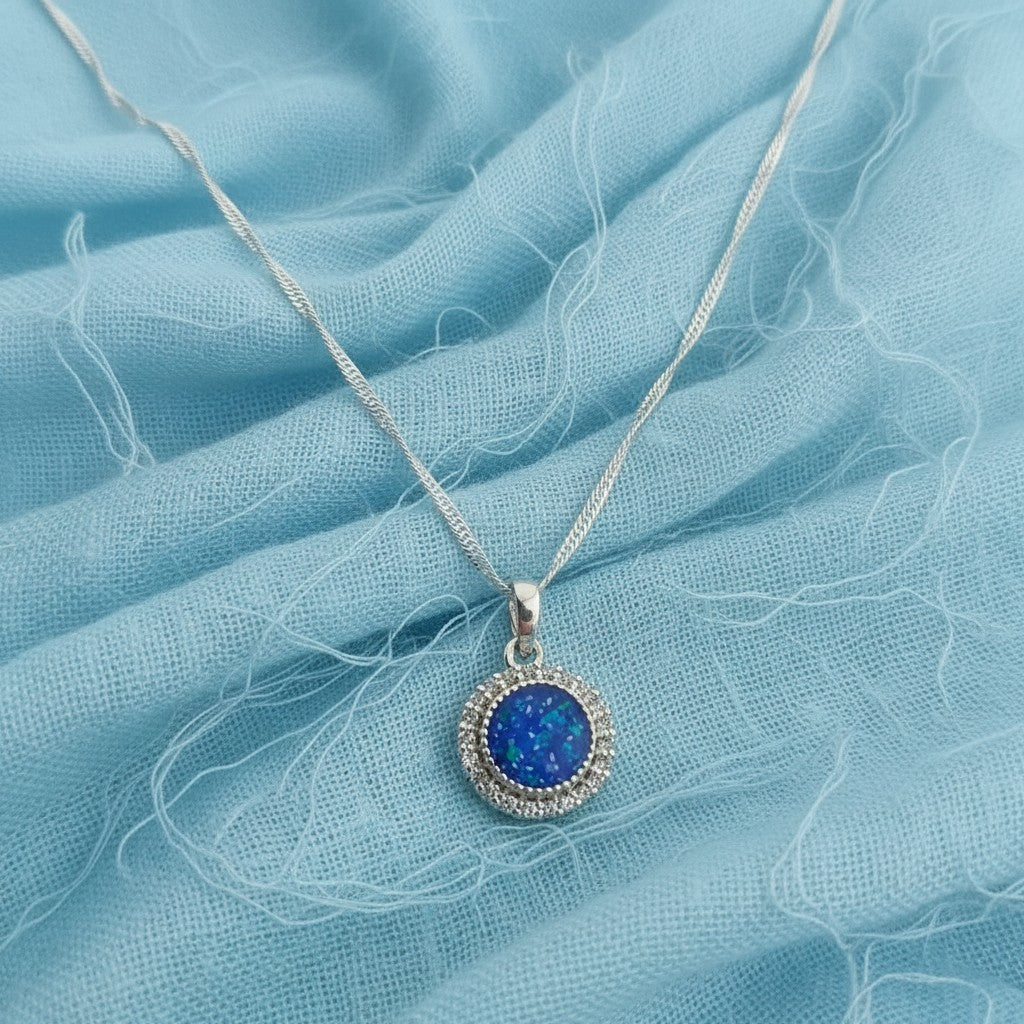 'Celestia' .925 Sterling Silver Crystal Halo Memorial Pendant