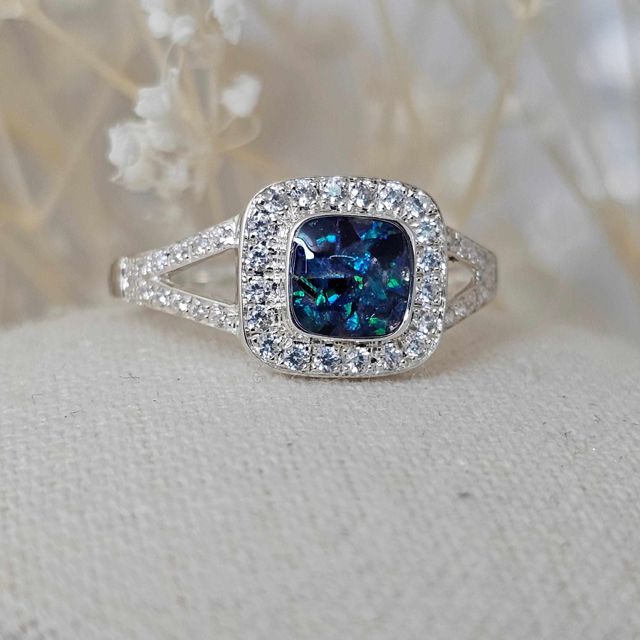 Celeste' Diamanté Cushion Memorial Ring image 2