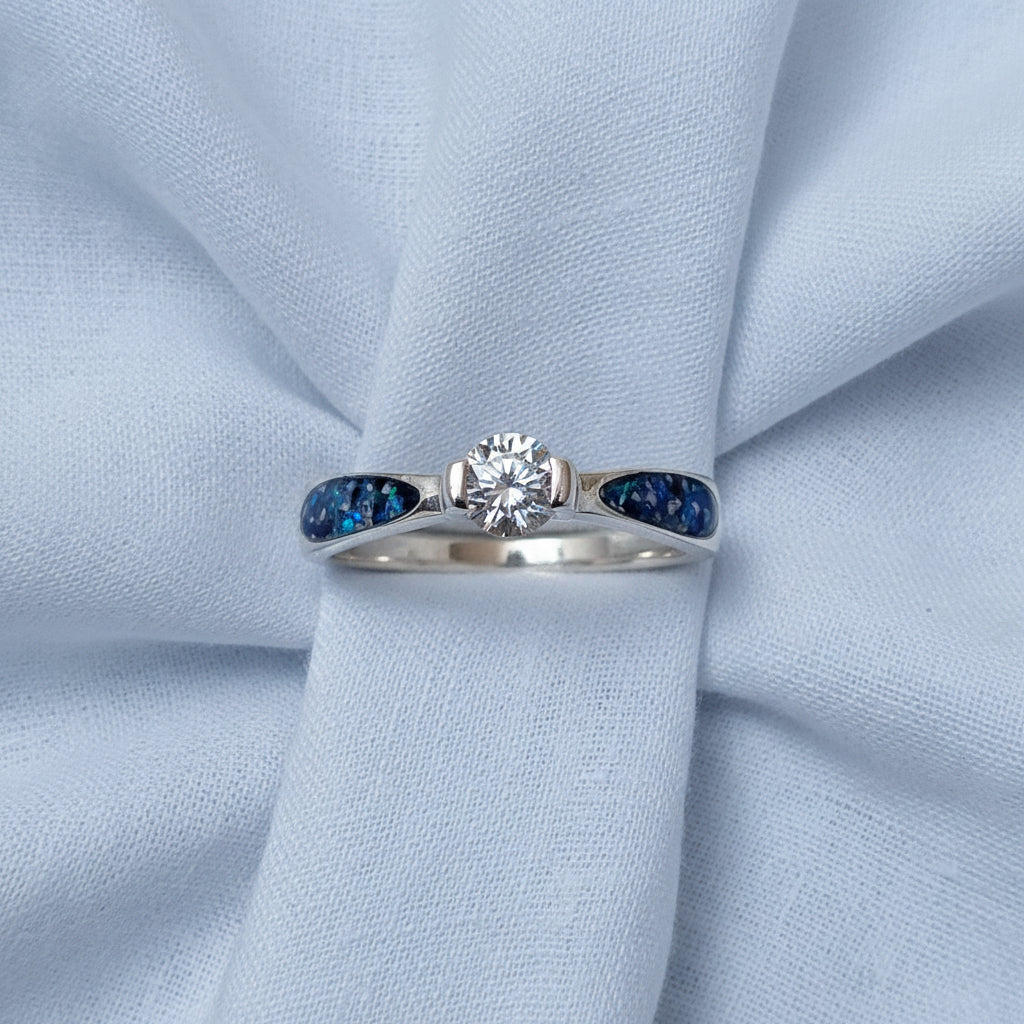 Amara Solitaire' Sterling Silver Memorial Ring.