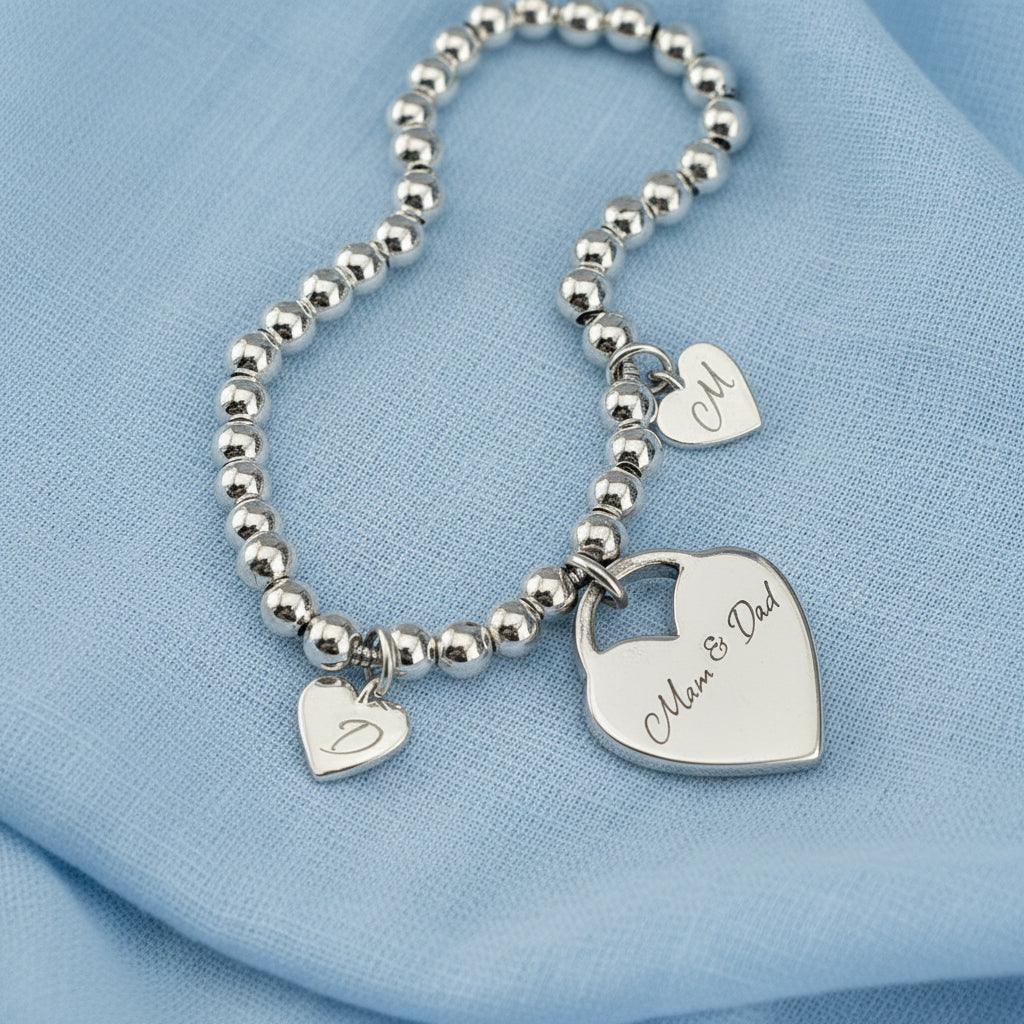 Amoura' Heart Adjustable Sterling Silver Bracelet.