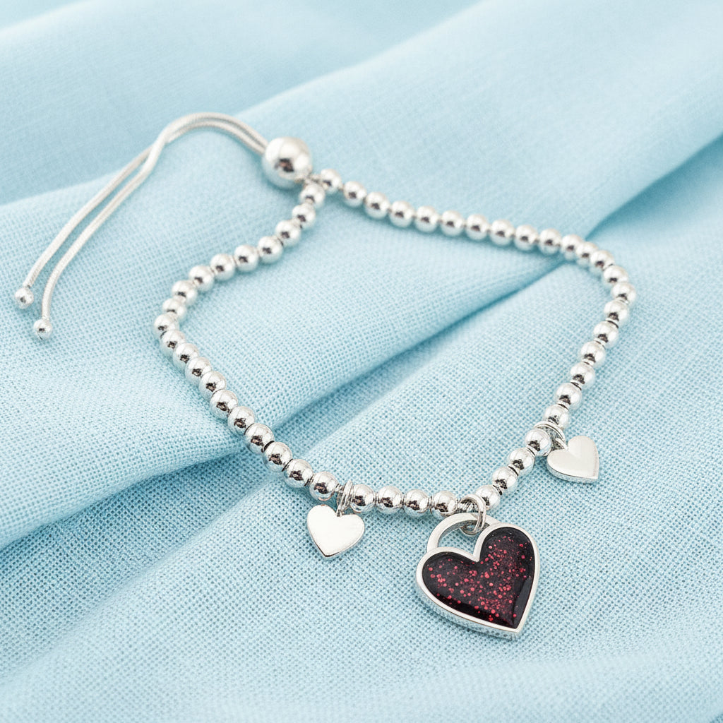 Amoura' Heart Adjustable Sterling Silver Bracelet.