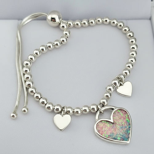 Amoura' Heart Sterling Silver Adjustable Memorial Bracelet.