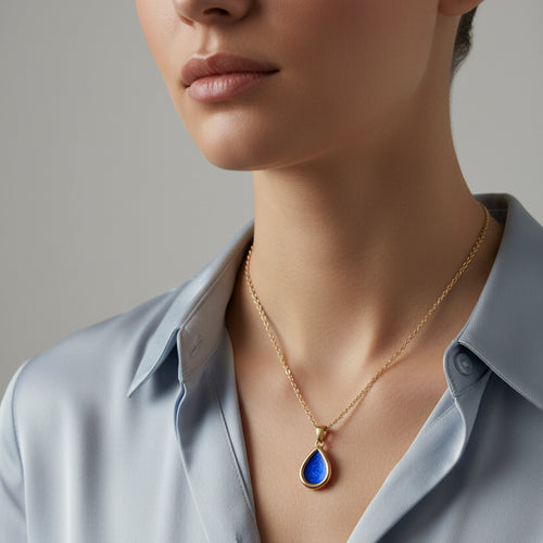Aurelle Teardrop' PVD  18ct Gold Stainless Steel Memorial Pendant.