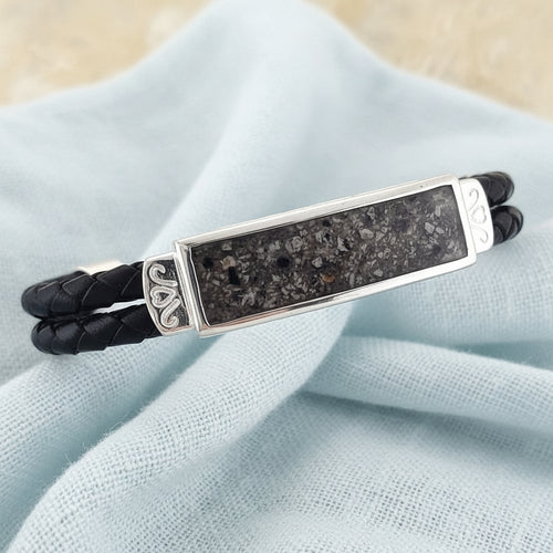 Aureon' Leather Sterling Silver Memorial Bracelet.