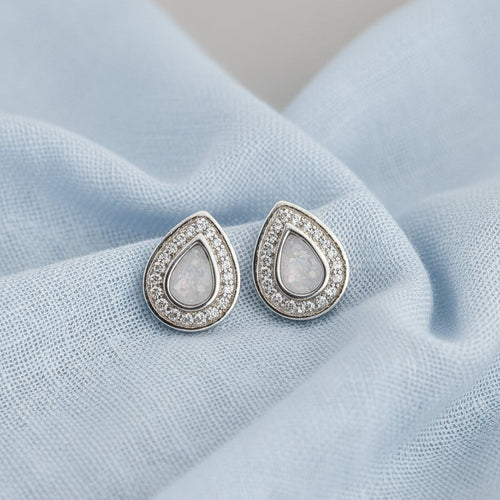 Aurora Diamanté Teardrop' Sterling Silver Memorial Earrings