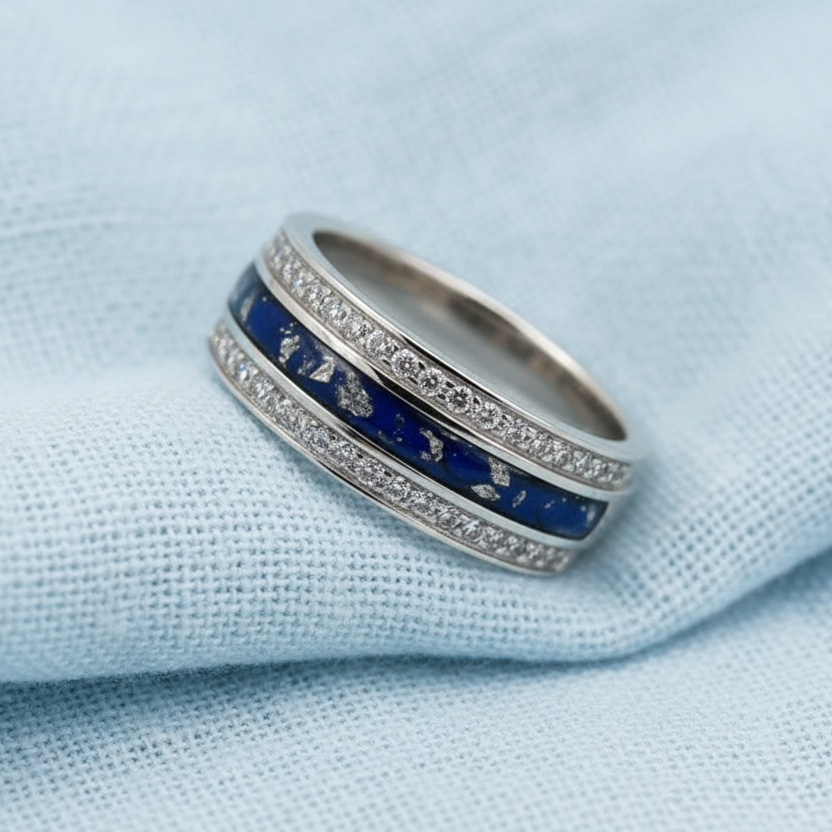 Aveline' Crystal Channel Band Memorial Ring.