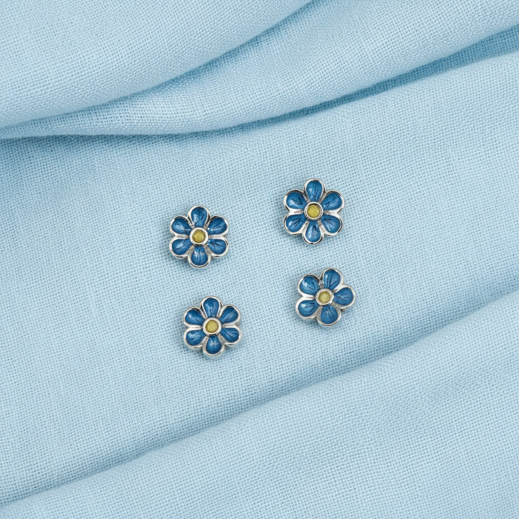 Dainty Flower Sterling Silver Memorial  Stud Earrings