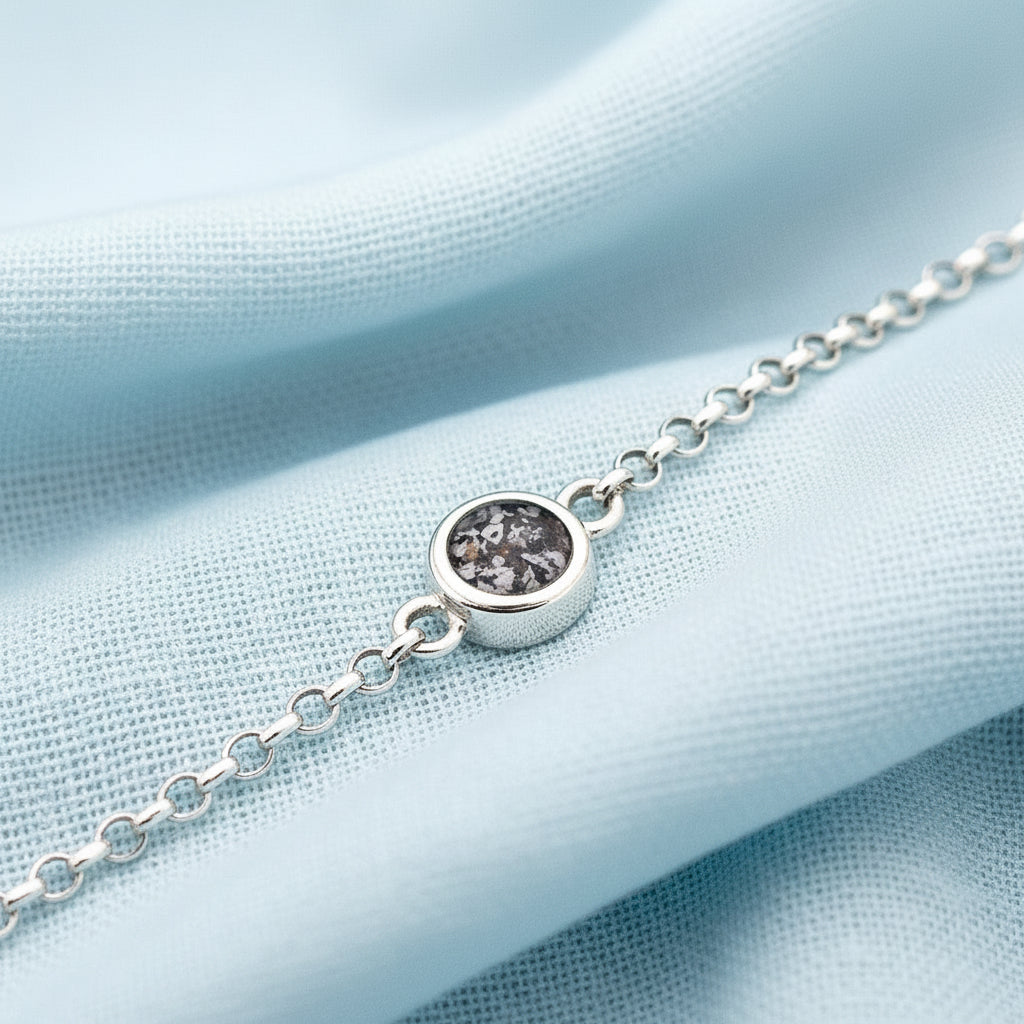 Dainty 'Rene'  Round Adjustable Memorial Bracelet.