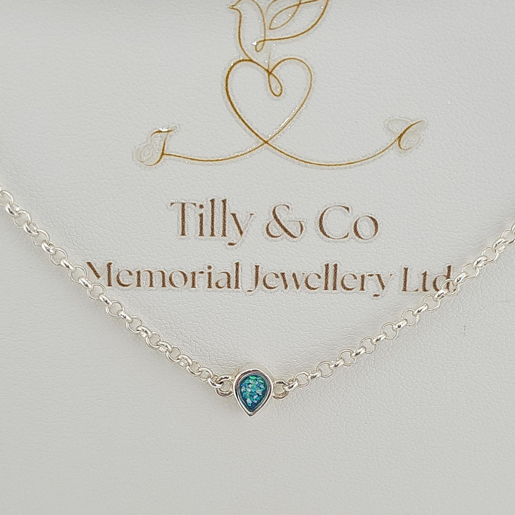 Dainty 'Teardrop' Adjustable Sterling Silver Memorial  Ashes Bracelet.