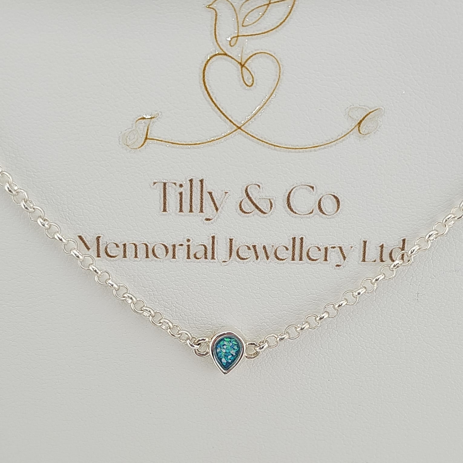 Dainty 'Teardrop' Adjustable Sterling Silver Memorial  Ashes Bracelet.