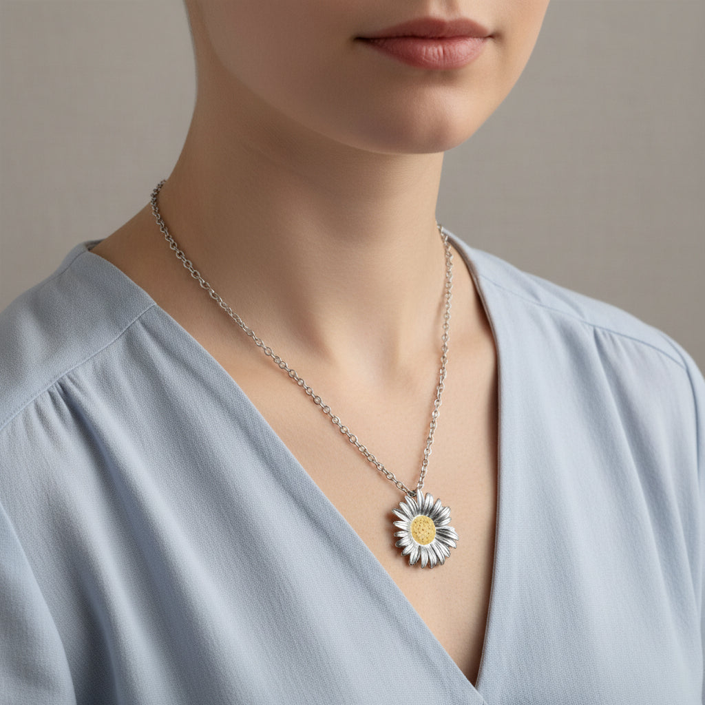 Daisy Stainless Steel Memorial Pendant
