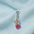 Entwined Hearts'  Sterling Silver Diamanté Memorial Pendant.
