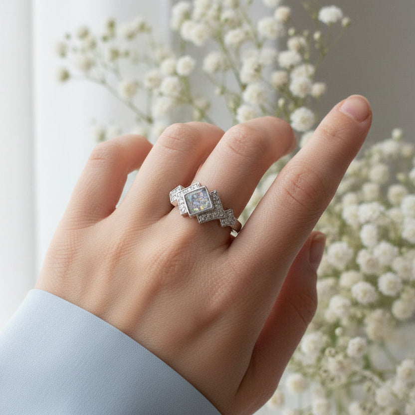 Eternal Grace' Sterling Silver Diamanté Memorial Ring