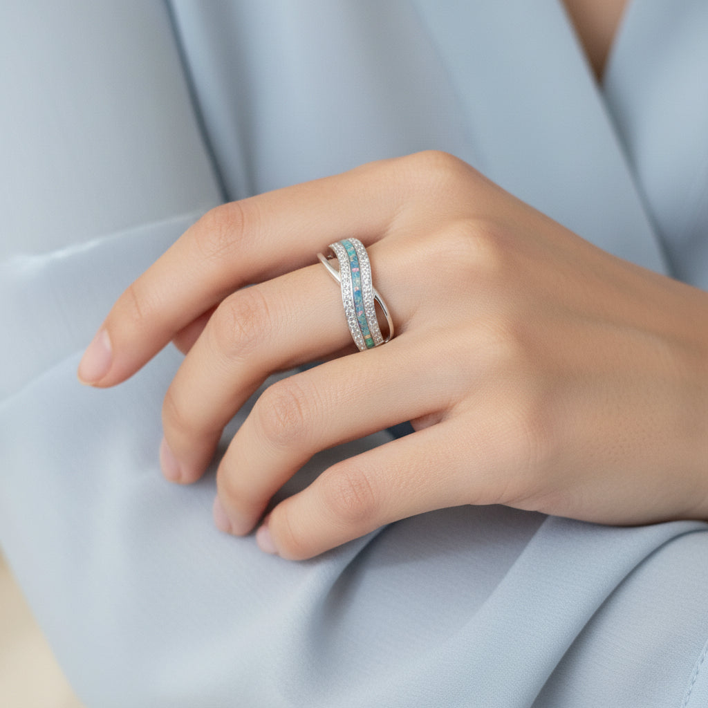 Eternal Wave' Diamanté Memorial  Ring