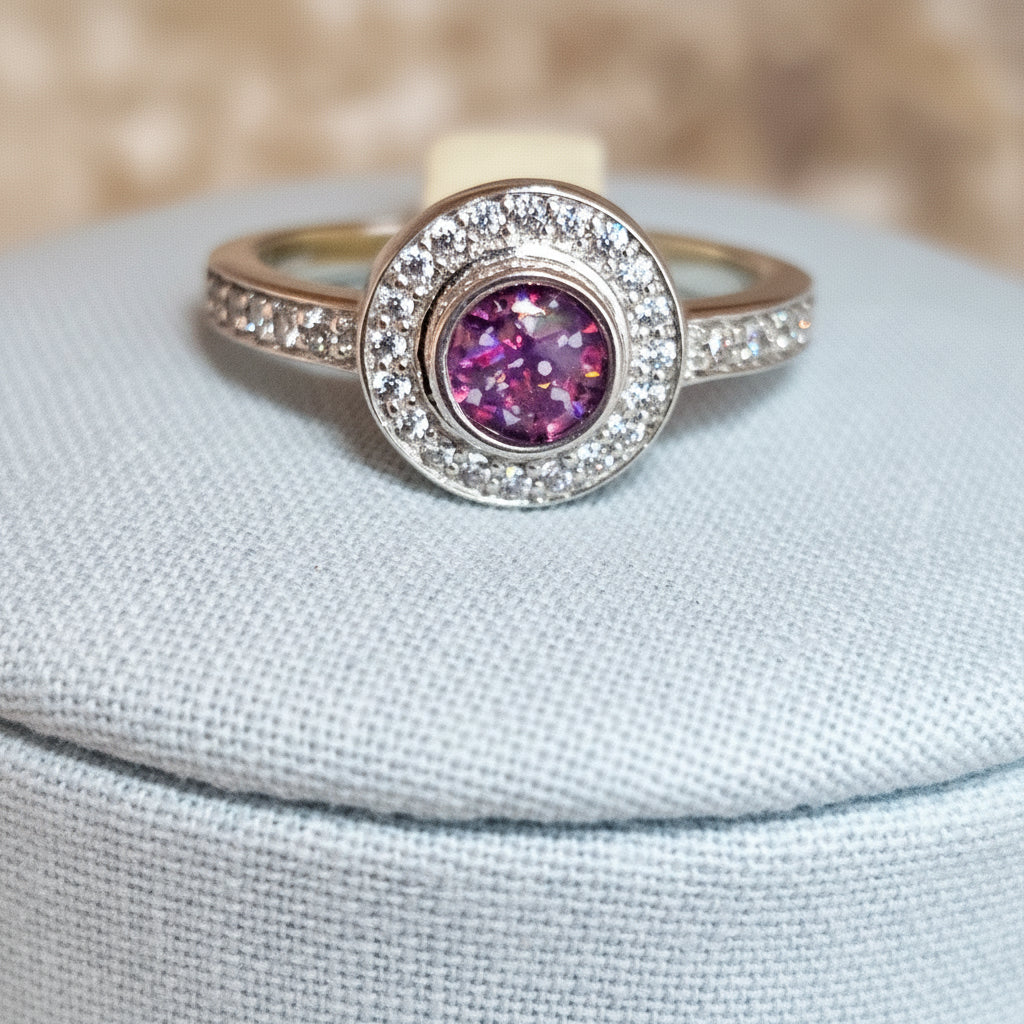 Evelyn Halo' Sterling Silver  Diamante Memorial Ring