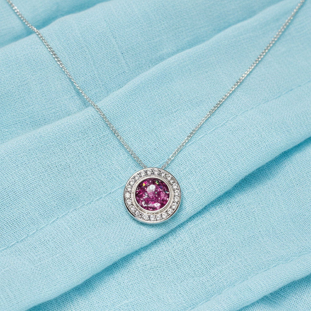 Evelyn Halo' Sterling Silver Memorial  Pendant.