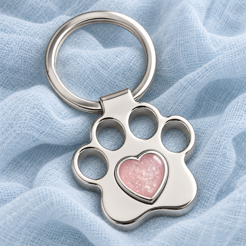 Ever Faithful personalised pet memorial keyring with paw design, ashes keepsake and engraved stainless steel finish