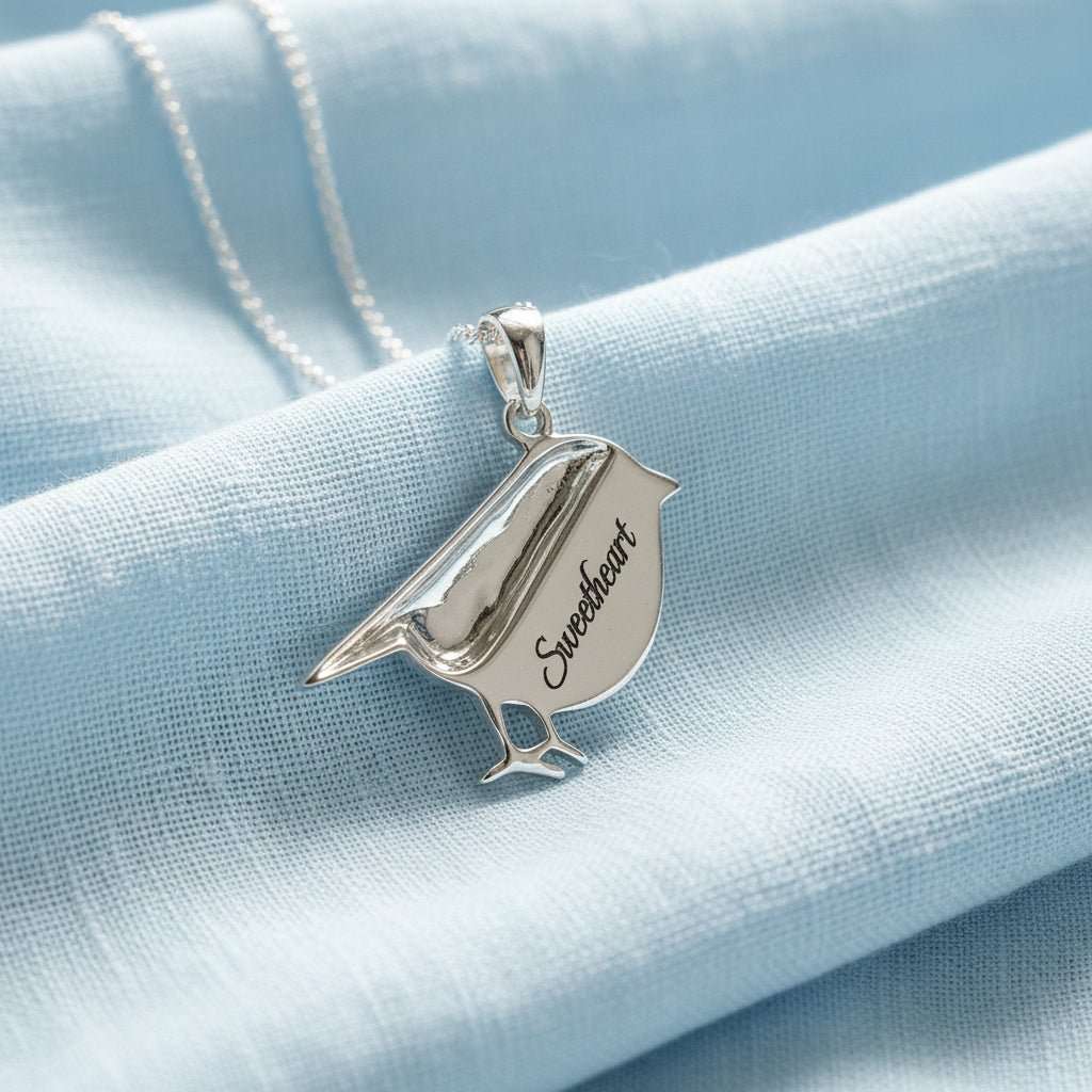 Ever Near' Sterling Silver Robin Memorial Pendant.
