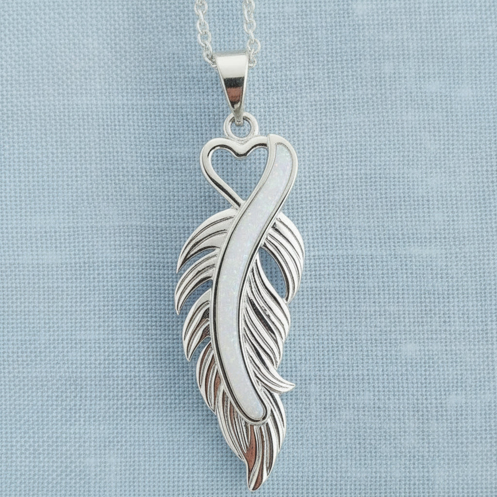 Feathered Love' Sterling Silver Memorial Pendant.