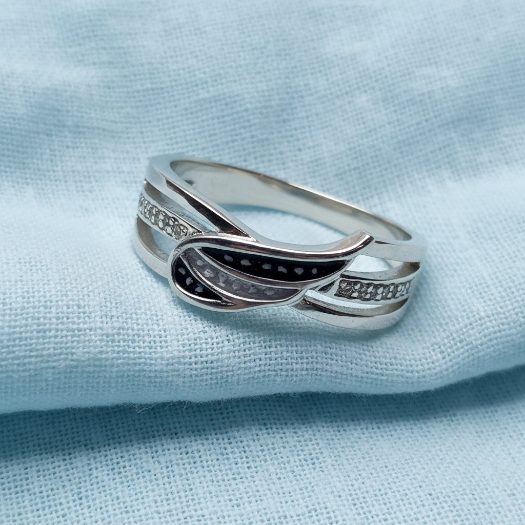 Forever My Angel' Sterling Silver Diamanté Ring.