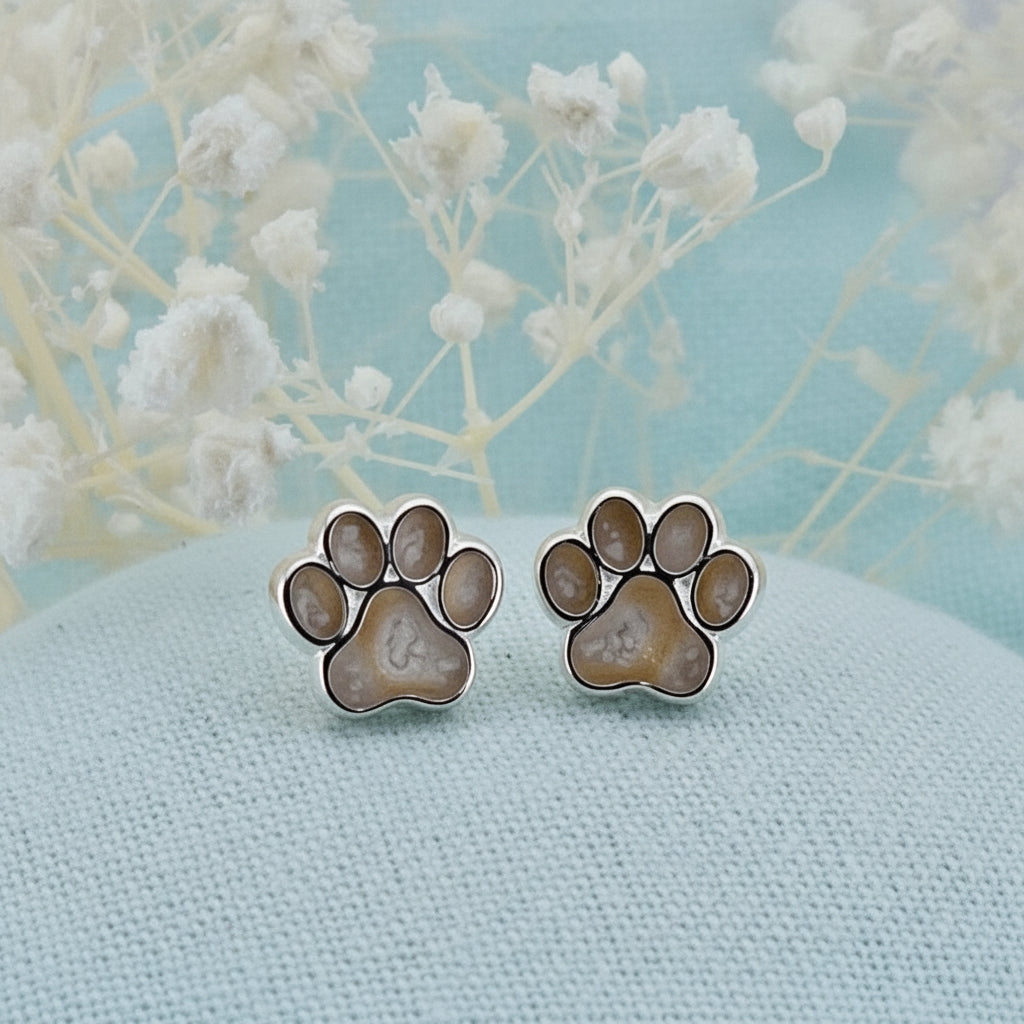 Furever paw' Sterling Silver Memorial Pawprint Earrings.