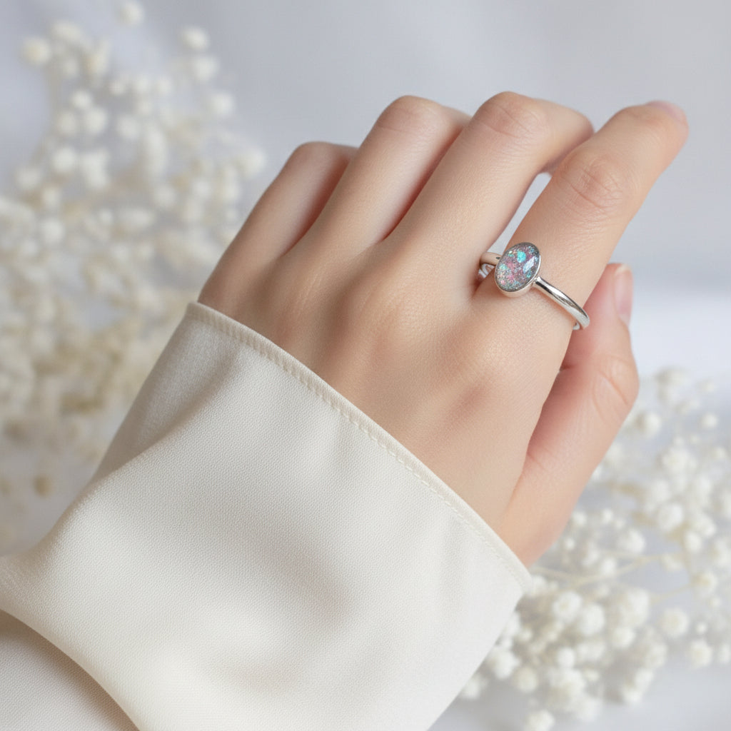 Grace' Dainty Oval Sterling Silver  Memorial Ring