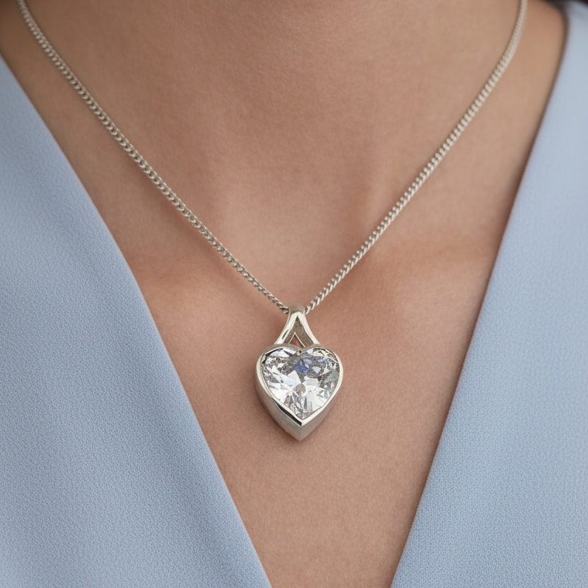 Hidden Within Ever-Heart'- Sterling Silver Memorial Pendant.