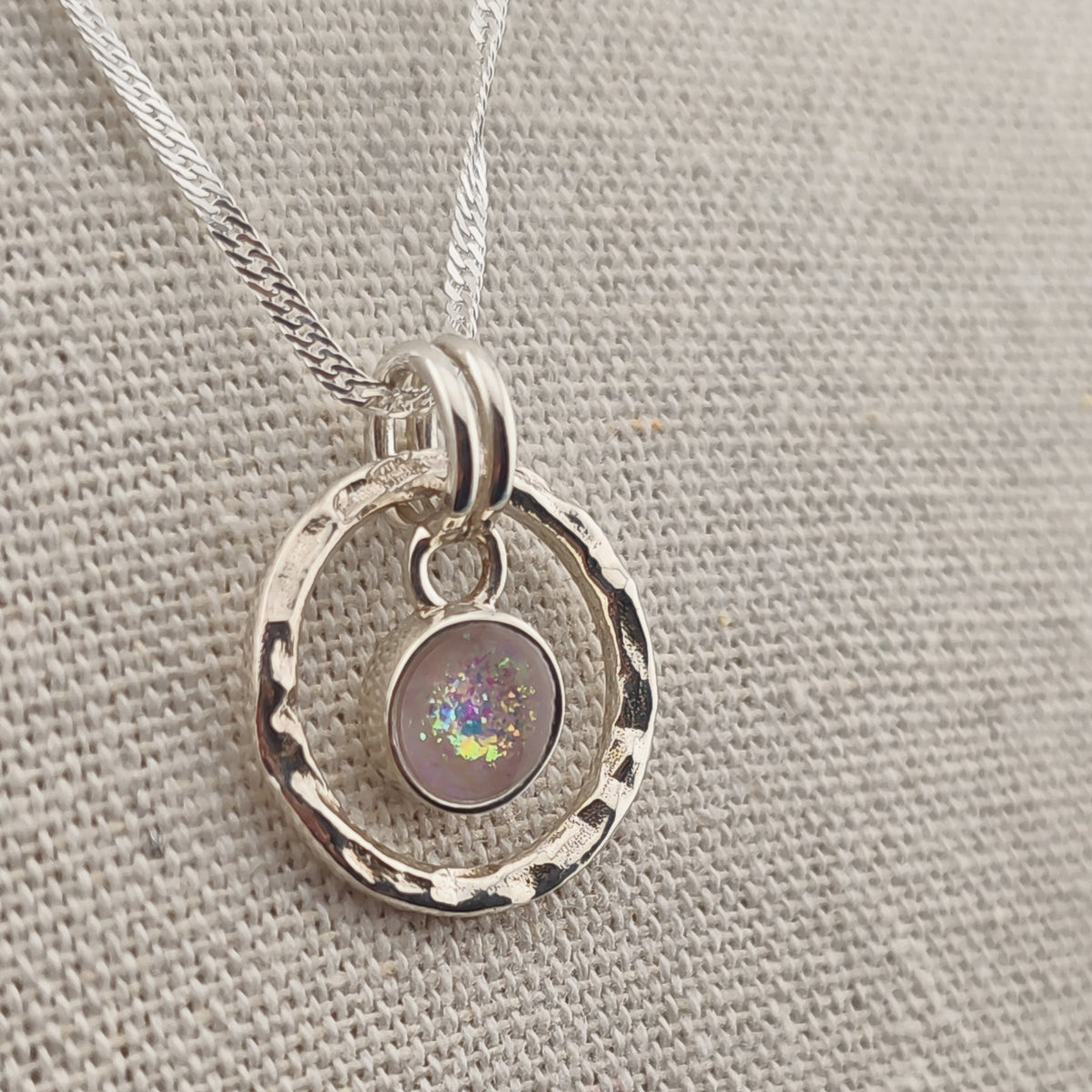 Solenne Hammered Sterling Silver Memorial Pendant