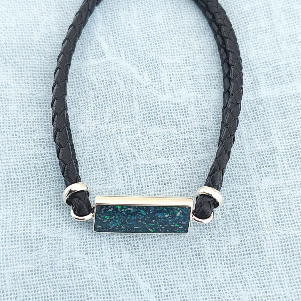 Lumora' Leather Sterling Silver Memorial Leather Bracelet.