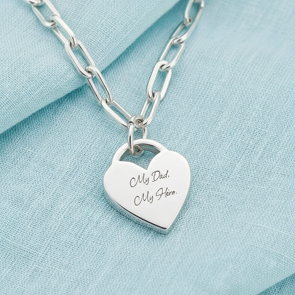Linked by Love'– Sterling Silver Memorial  Heart Bracelet.