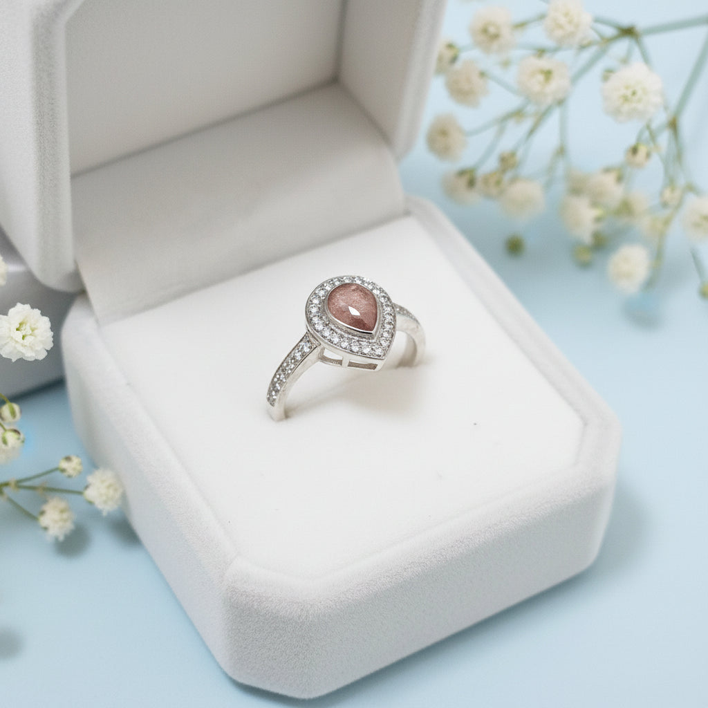 Lola's Teardrop' Sterling Silver Diamanté Memorial Ring