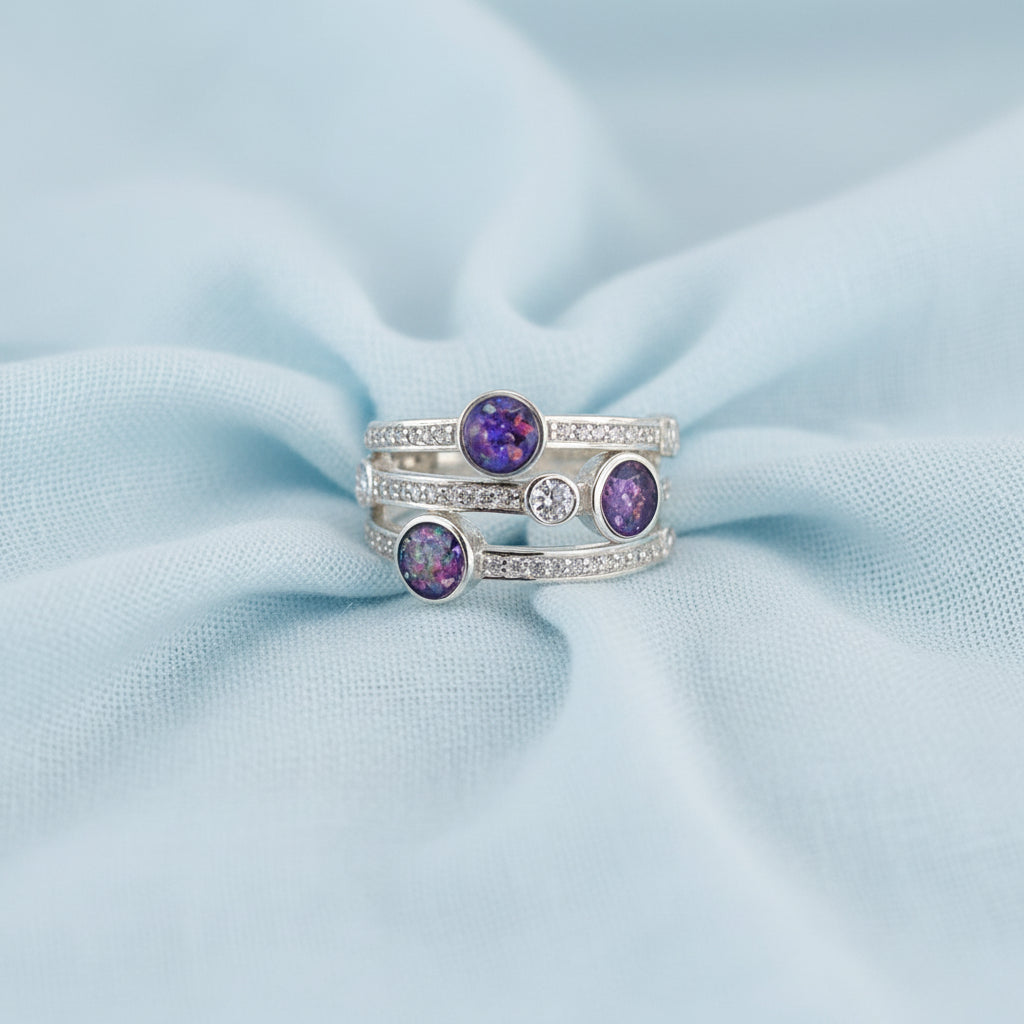 Lumine Trio' 925 Sterling Silver Memorial Ashes Ring