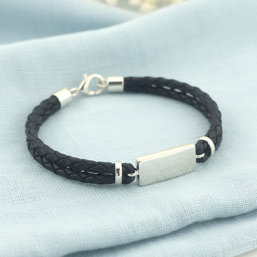 Lumora' Leather  Sterling silver  Back Memorial Bracelet.