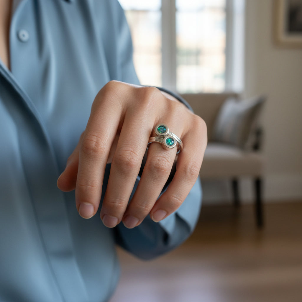 Luna Twin' Sterling Silver Memorial Ring