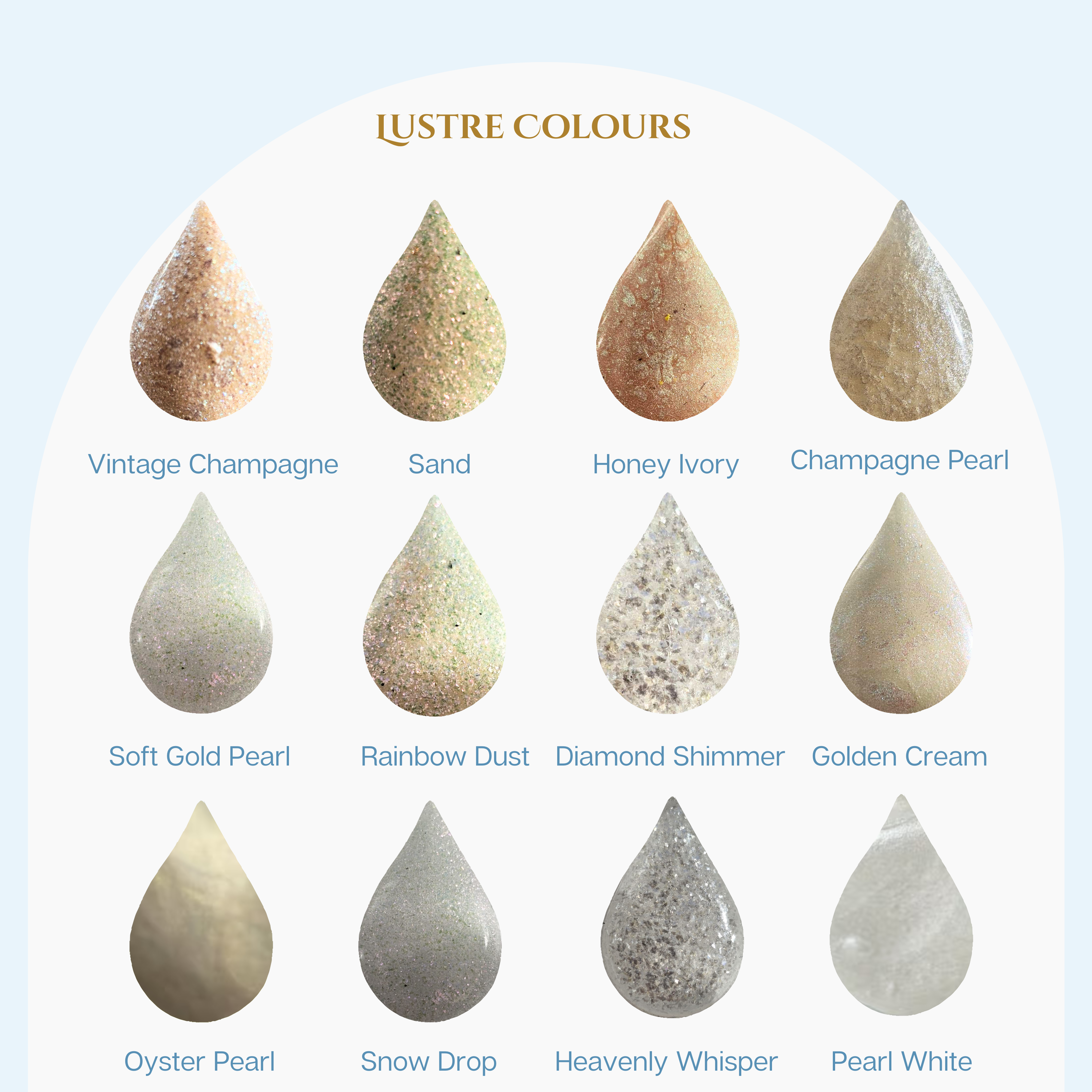 Lustre Colour Chart Whites and Champagne