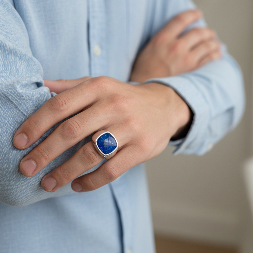 Monarch Signet Sterling Silver Memorial Ring