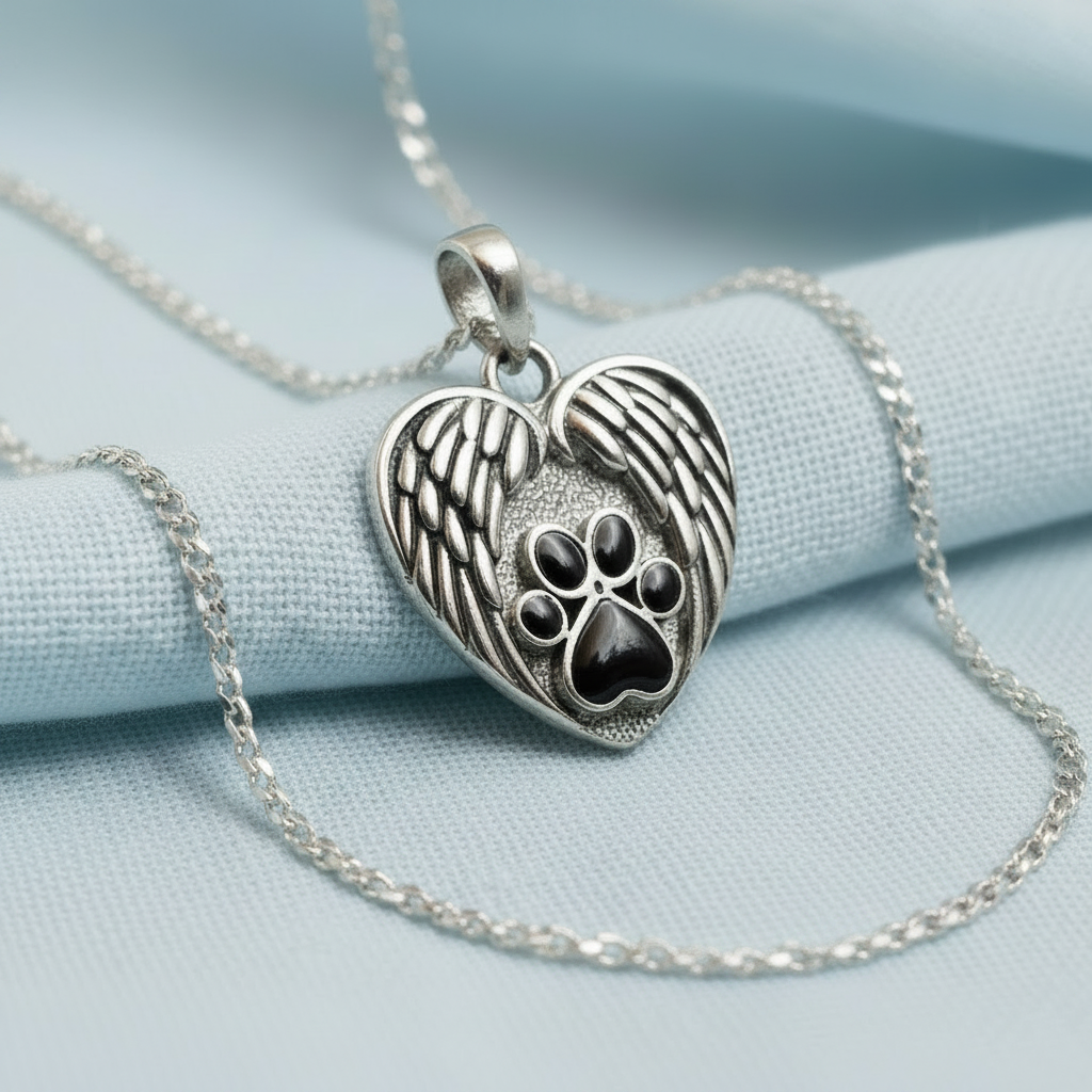 My Angel' in Fur Sterling Silver Pet Memorial Pendant