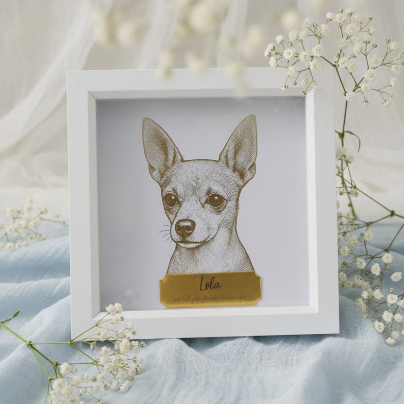 Personalised pet portrait foiled photograph of you beloved pet.