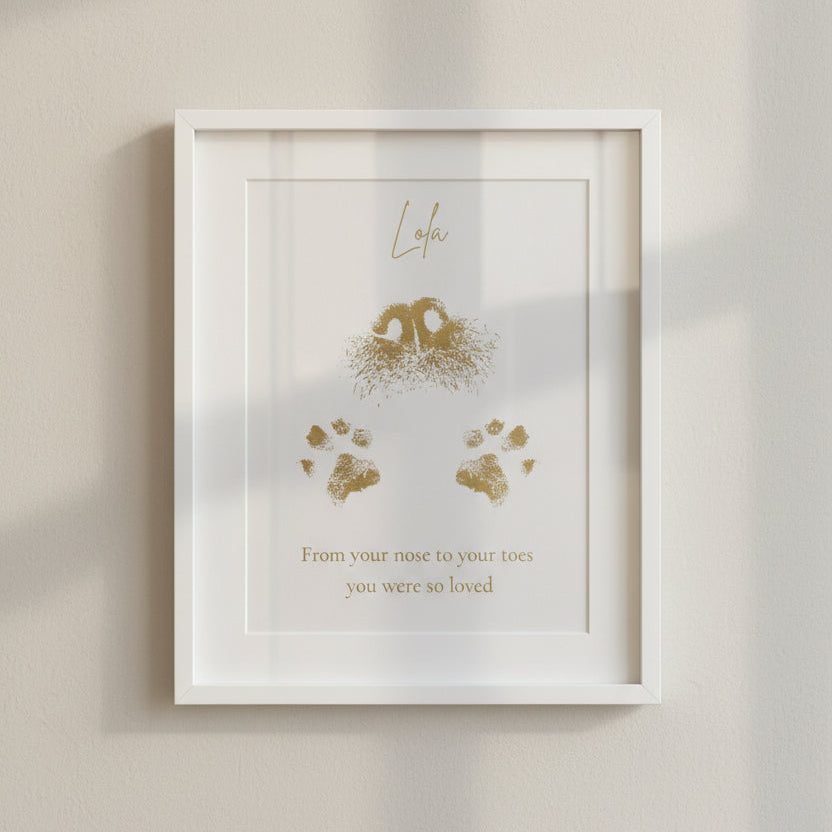 Pet Memory Foiled Print of your Pets Nose and Paw print