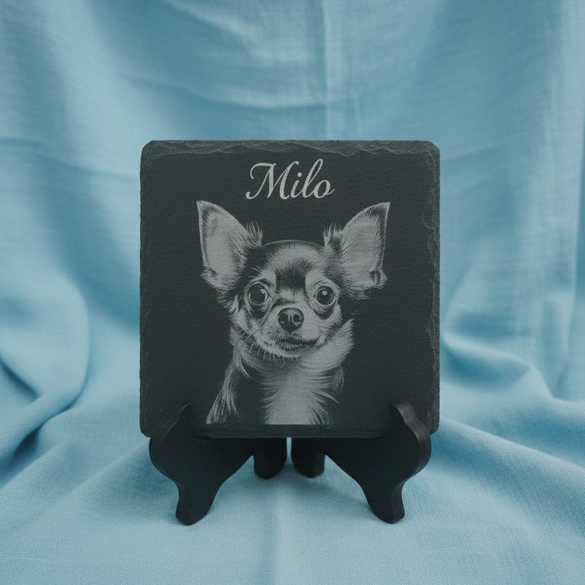 Pet Portrait personalise Photo Engraving On Slate Coaster