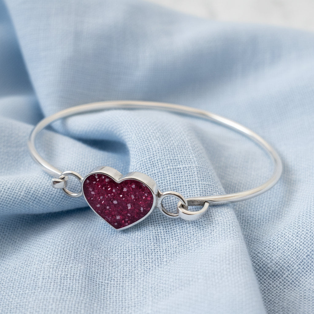 Pure Heart' Sterling Silver Memorial Bangle.