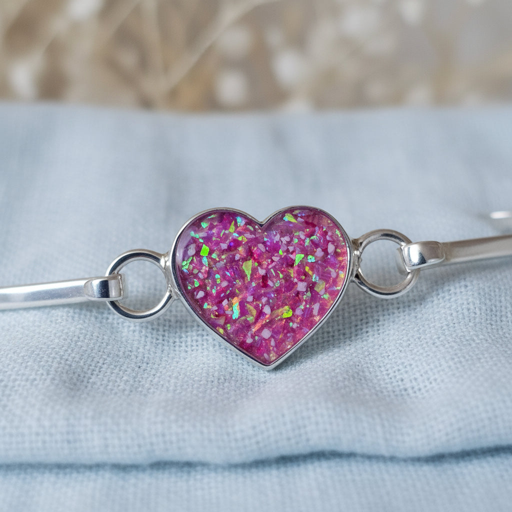 Pure Heart' Sterling Silver Memorial Bangle.