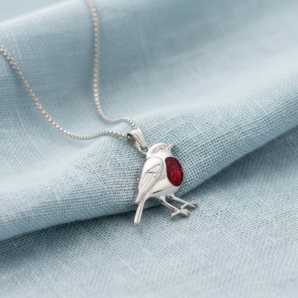 Robin Heart' Stainless Steel Memorial Pendant.