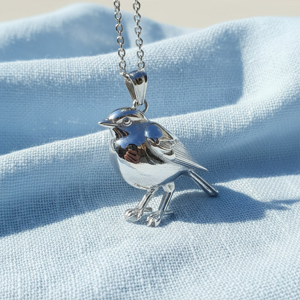 Robin Heart' Stainless Steel Memorial Pendant.