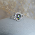 Selene' Teardrop Sterling Silver Memorial Diamanté Ring