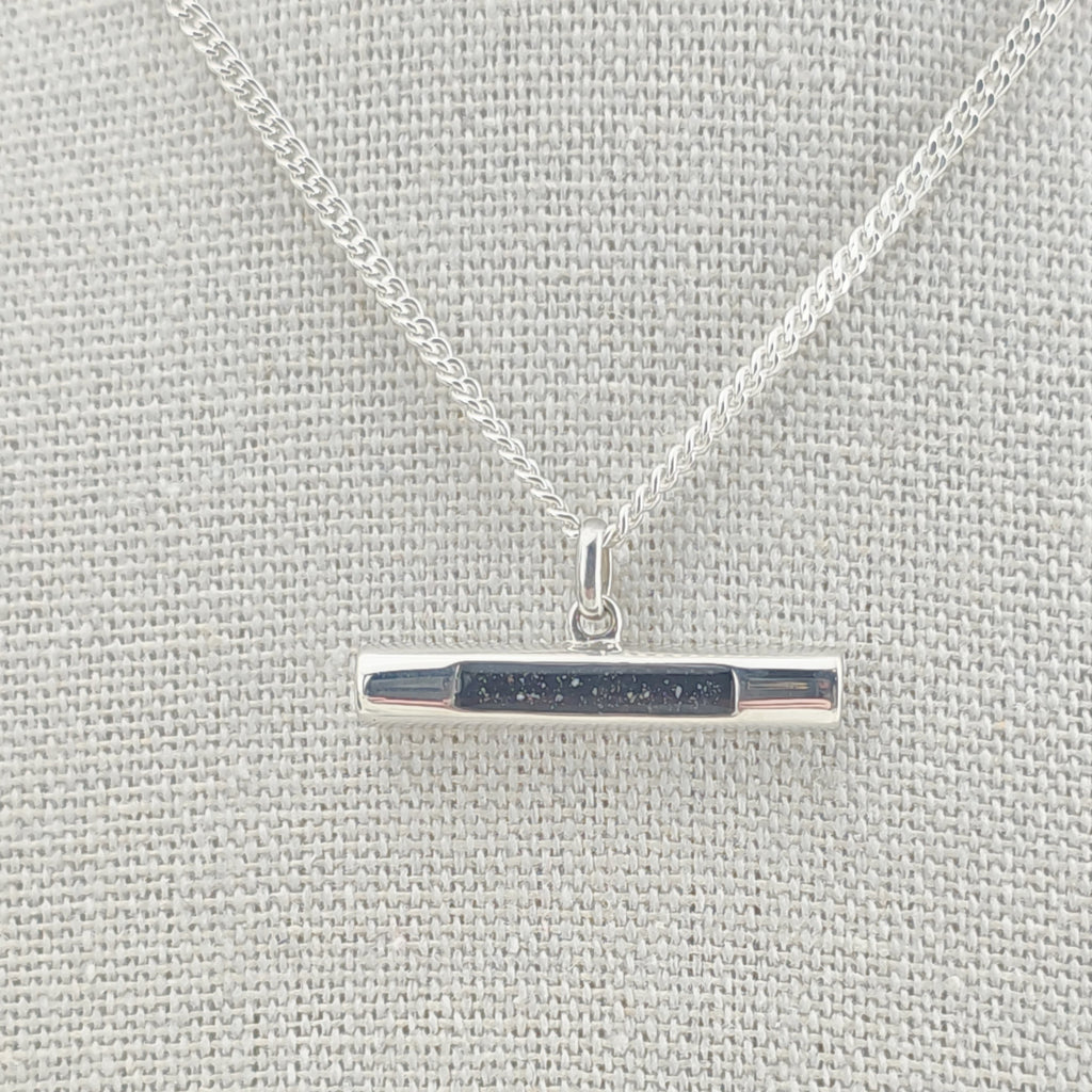 Silver TBar necklace with a bar pendant.