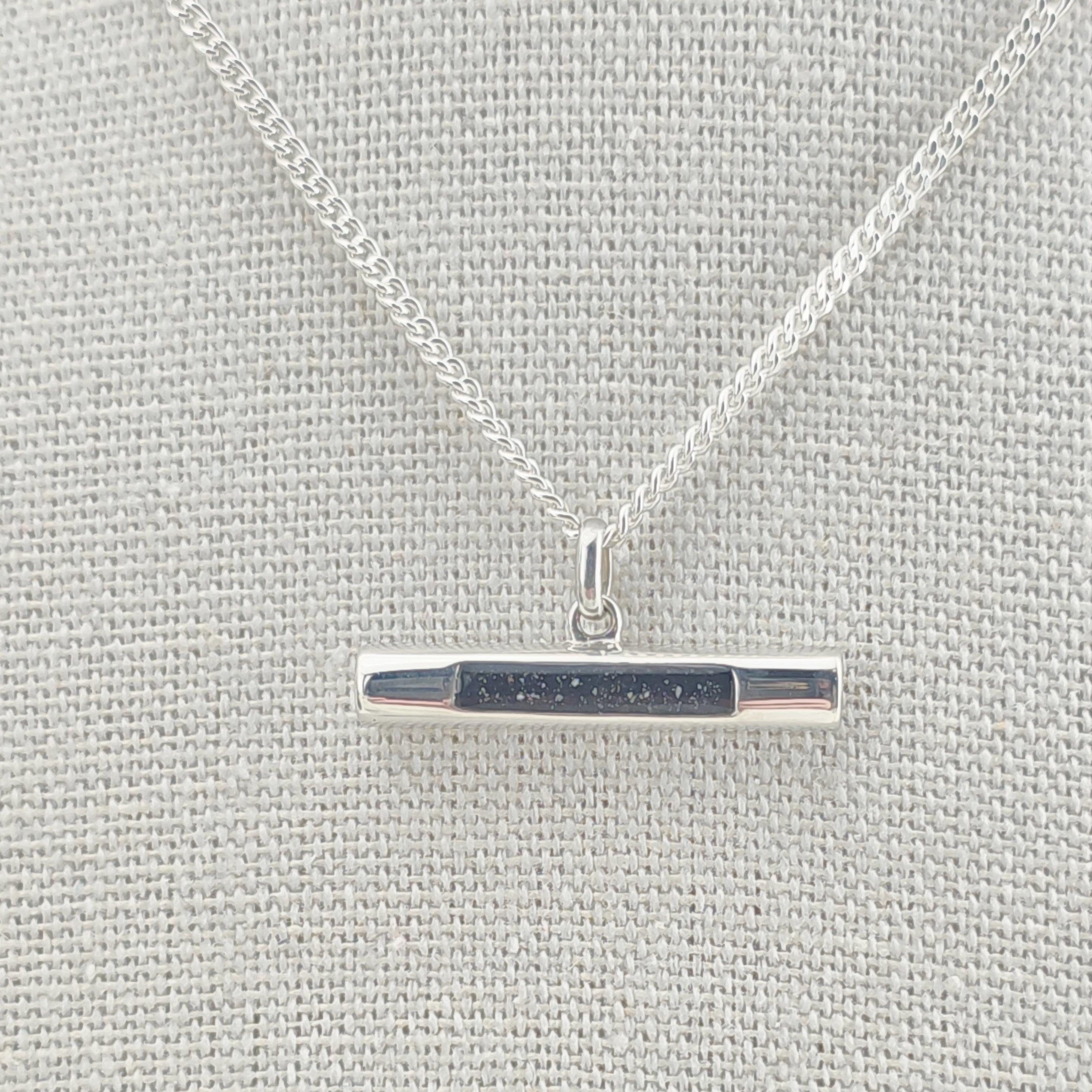 Silver TBar necklace with a bar pendant.