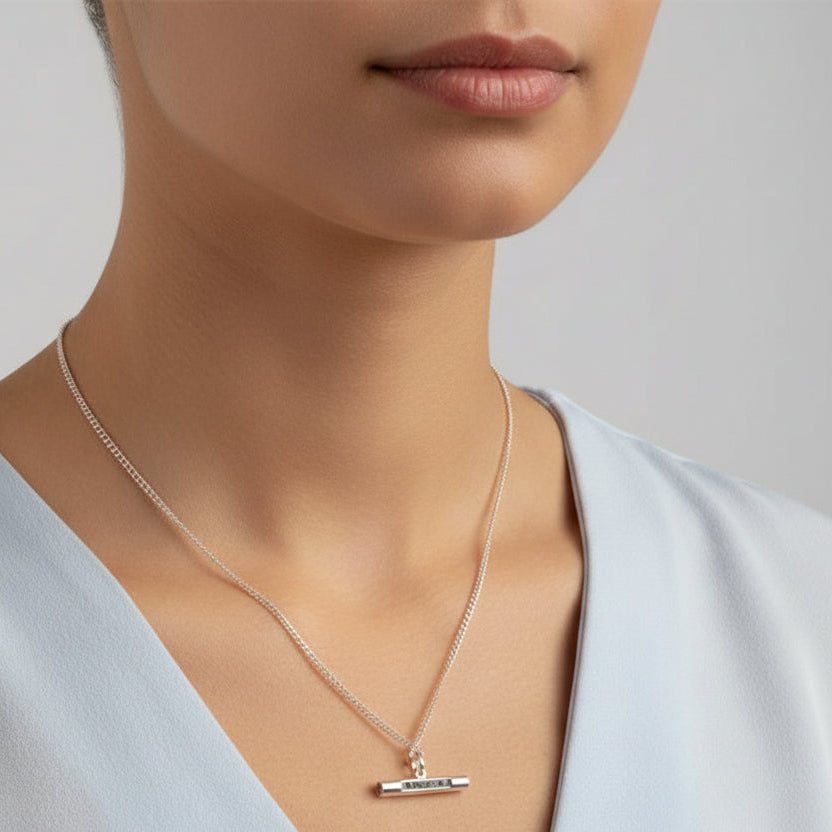 Serella T-Bar Memorial Pendant | Sterling Silver Ashes Necklace