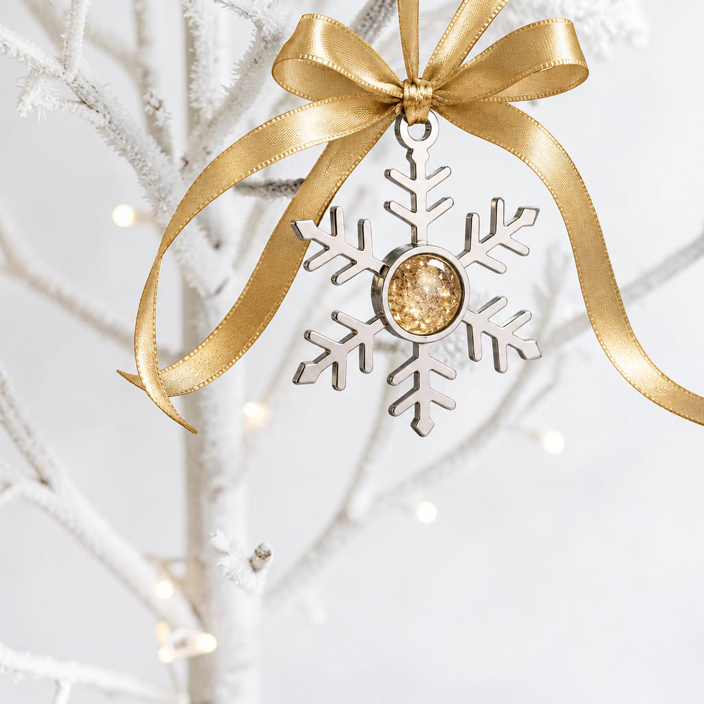 Snowfall Stainess Steel Christmas memorial keepsake with engraved personalised message