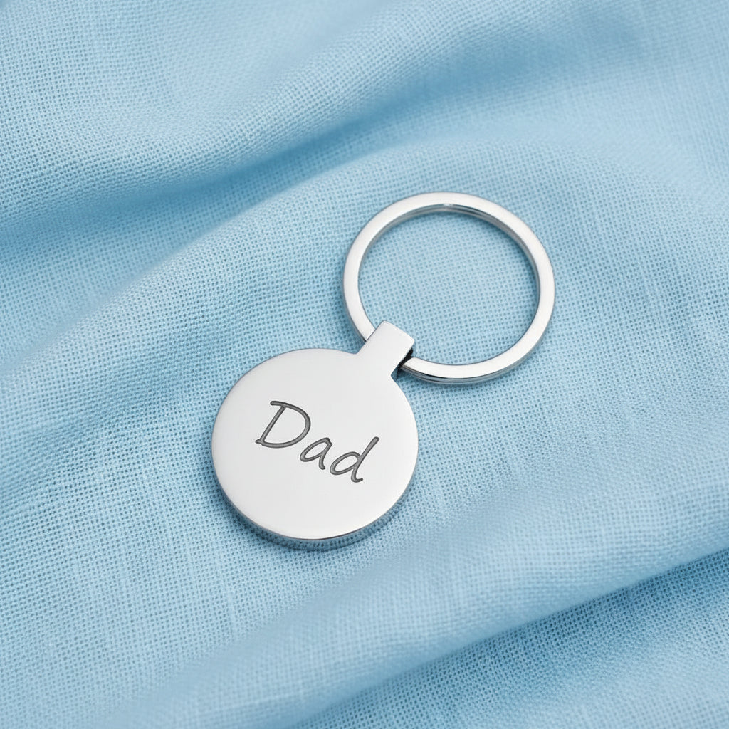 Stainless Steel Personalised Engraved Keepsake Round Keyring